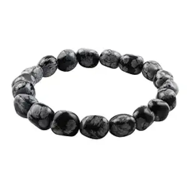 Armband aus Schneeflockenobsidian – Loslassen & innere Stärke (Nuggets 8–10 mm)